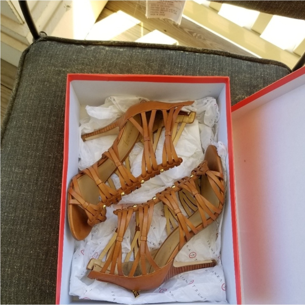 Ivanka Trump Tan Strappy Heels